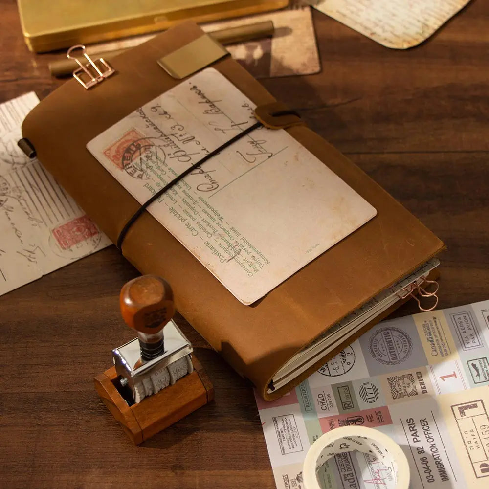 The Traveler's Ledger | Refillable Leather Journal | Vintage Traveler's Notebook | Leather Journal with Refills