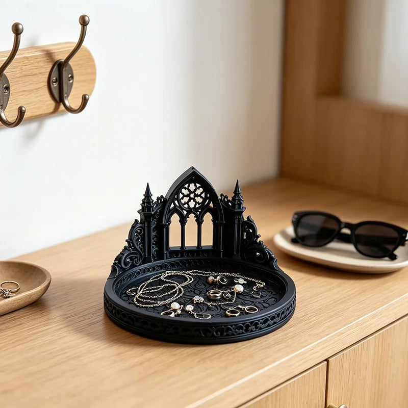 The Curio Tray | Gothic Jewelry & Key Tray | 3D Printed Catchall | Dark Academia Desk Organizer | Gothic Home Decor
