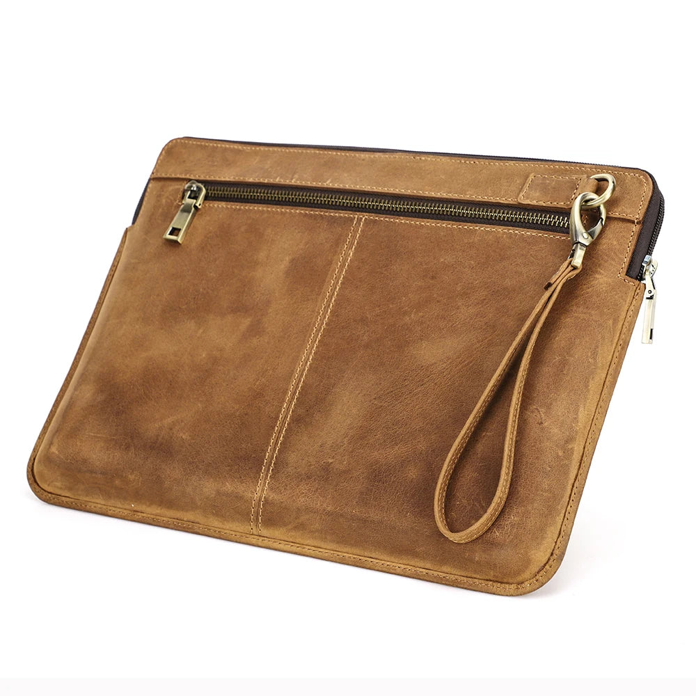 The Attaché | Genuine Leather Laptop Sleeve | Crazy Horse MacBook Case | Personalized Leather Laptop Case | Vintage Office Accessory