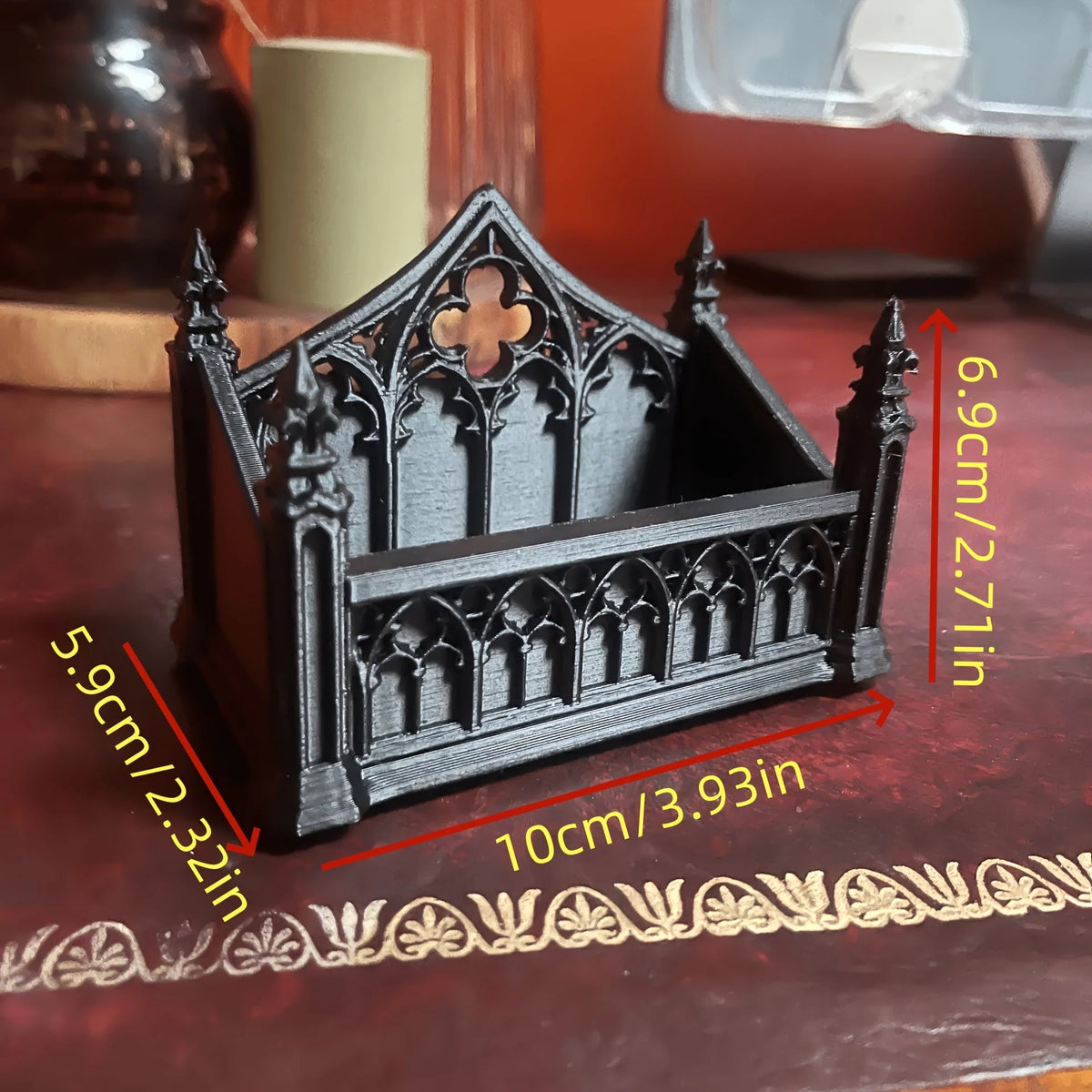 The Card Reliquary | Gothic Business Card Holder | 3D Printed Desk Decor | Ornate Office Accessory