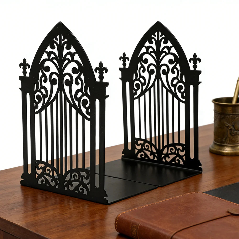 The Bookkeepers | Gothic Metal Bookends | Ornate Library Decor | Dark Academia Bookends | Victorian Bookshelf Decor