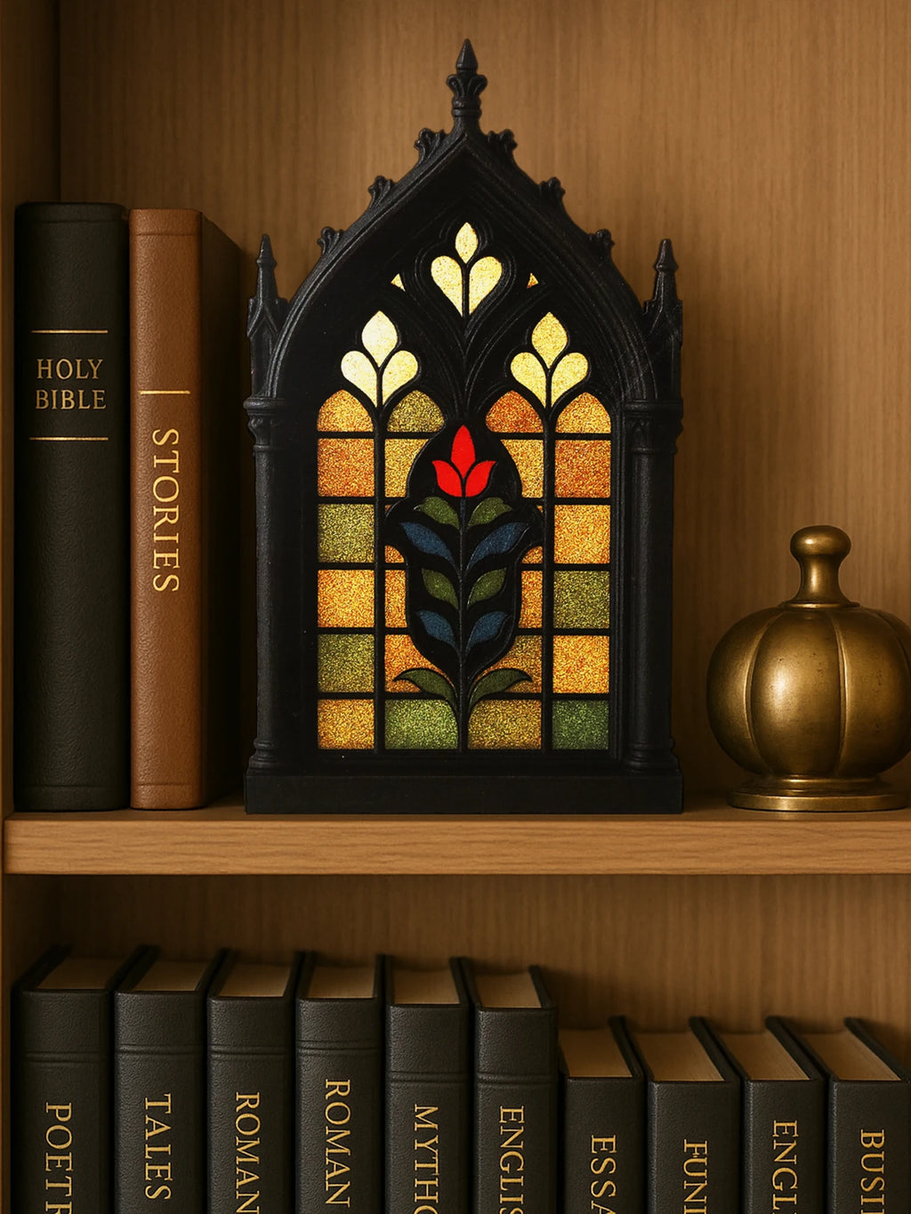 The Rose Window | Gothic Church Window Decor | Wooden Cathedral Window | Dark Academia Home Decor | Victorian Gothic Shelf Accent