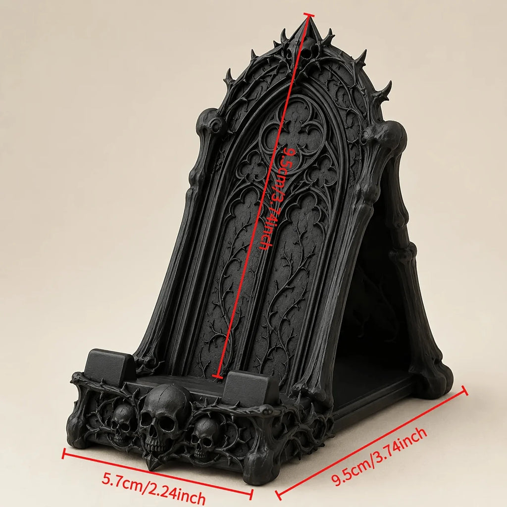 Gothic Phone Stand | Skull & Thorn Desk Accessory | Dark Academia Phone Holder | Gothic Office Decor