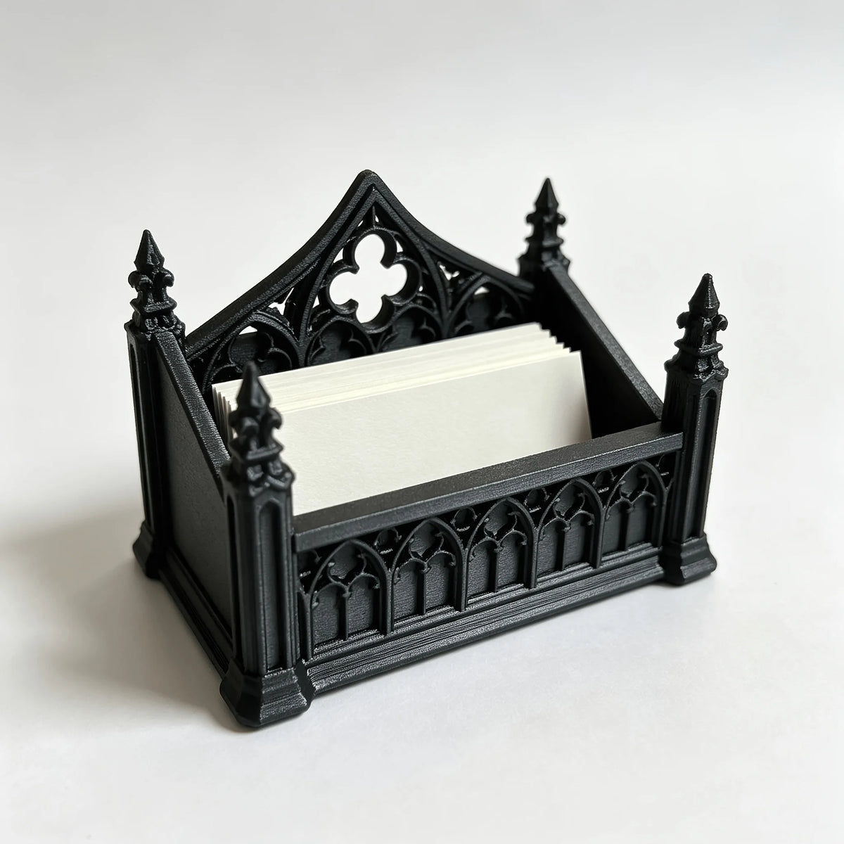 The Card Reliquary | Gothic Business Card Holder | 3D Printed Desk Decor | Ornate Office Accessory