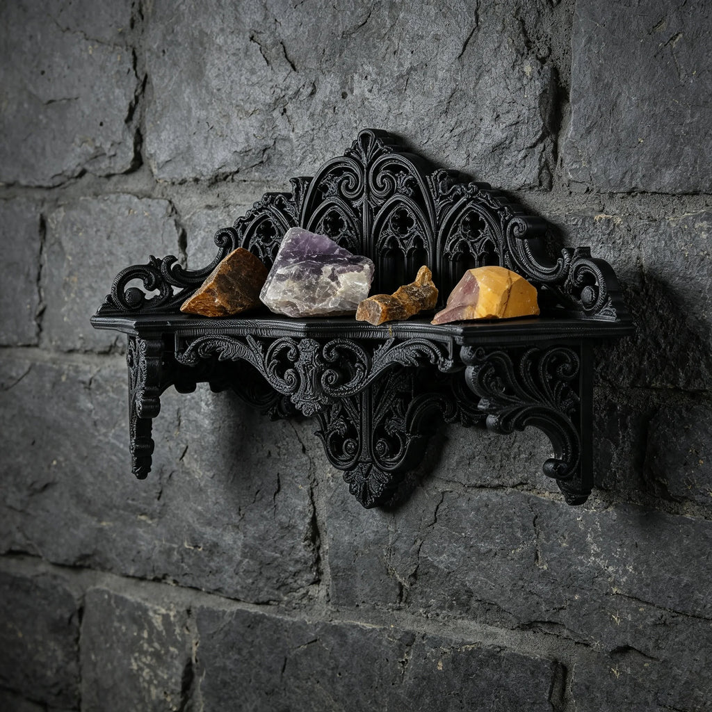 The Reliquary Shelf | Gothic Wall Shelf | Ornate Display Shelf | Dark Academia & Victorian Decor | Witchy Curio Shelf