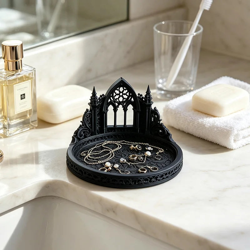 The Curio Tray | Gothic Jewelry & Key Tray | 3D Printed Catchall | Dark Academia Desk Organizer | Gothic Home Decor