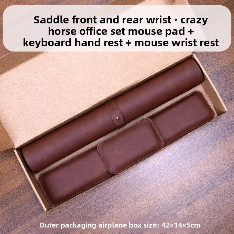 The Correspondent | Leather Desk Mat with Wrist Rest | Gothic Office Desk Pad | Dark Academia Mouse Pad | Executive Desk Accessories