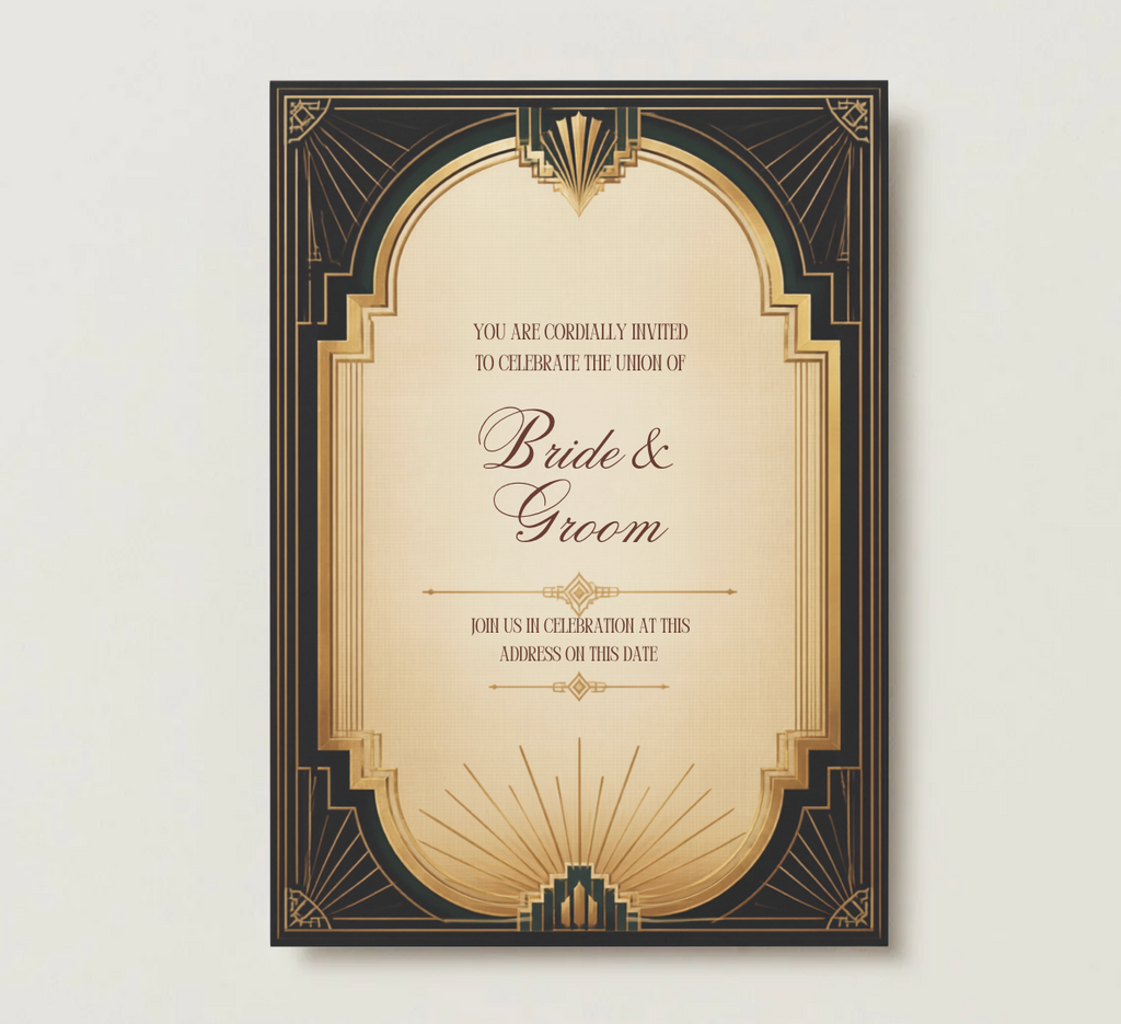 Art Deco Wedding Invitation Template | Black & Gold Wedding Invitation | Editable Canva Wedding Template | 1920s Vintage Wedding