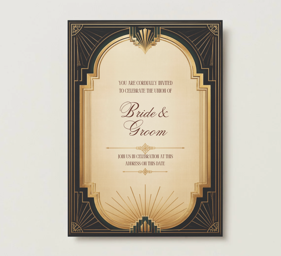 Art Deco Wedding Invitation Template | Black & Gold Wedding Invitation | Editable Canva Wedding Template | 1920s Vintage Wedding
