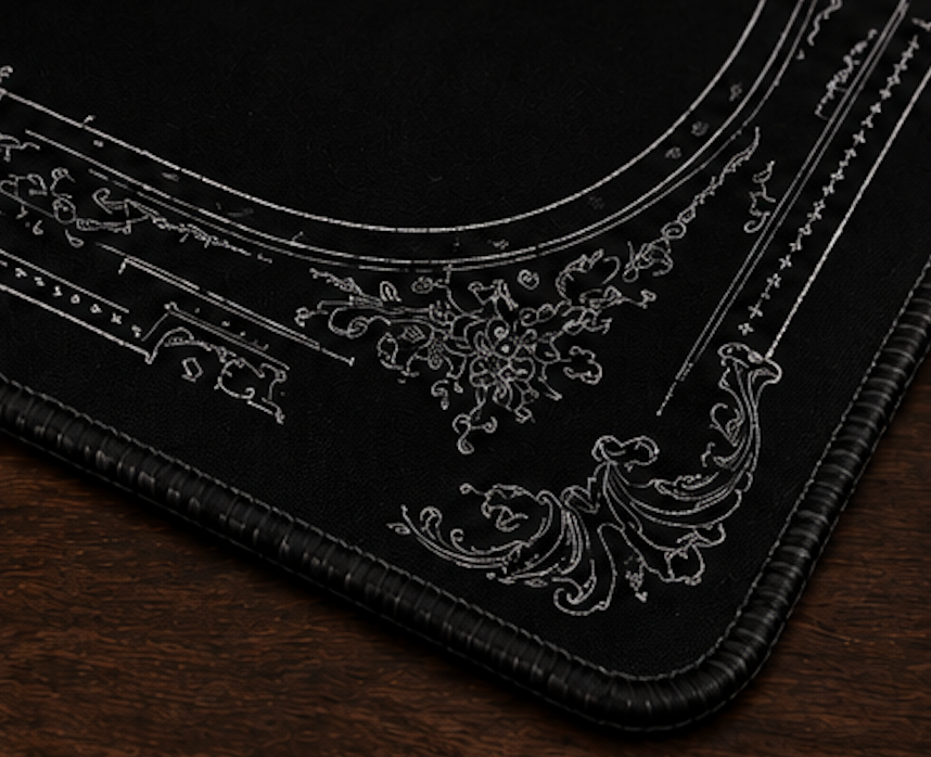 The Nocturne Desk Mat | Gothic Desk Pad | Ornate Black Keyboard & Mouse Mat | Vintage Office Decor