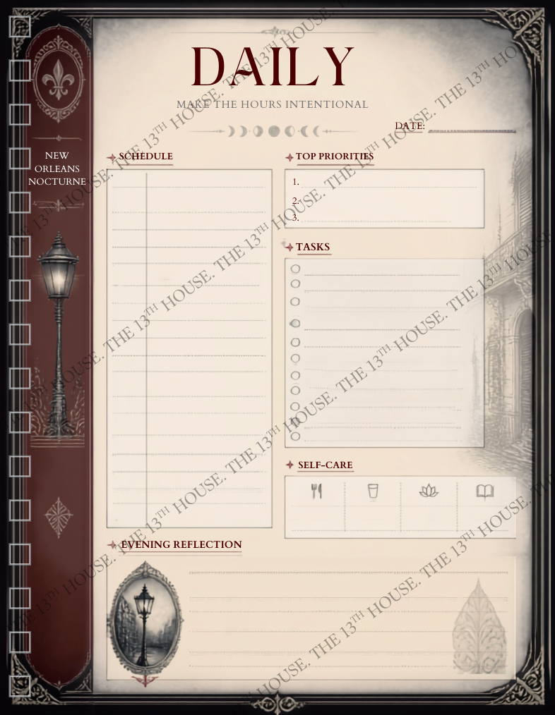 The Midnight Planner - French Quarter Edition | Gothic New Orleans Digital Planner | Vampire Gothic Planner