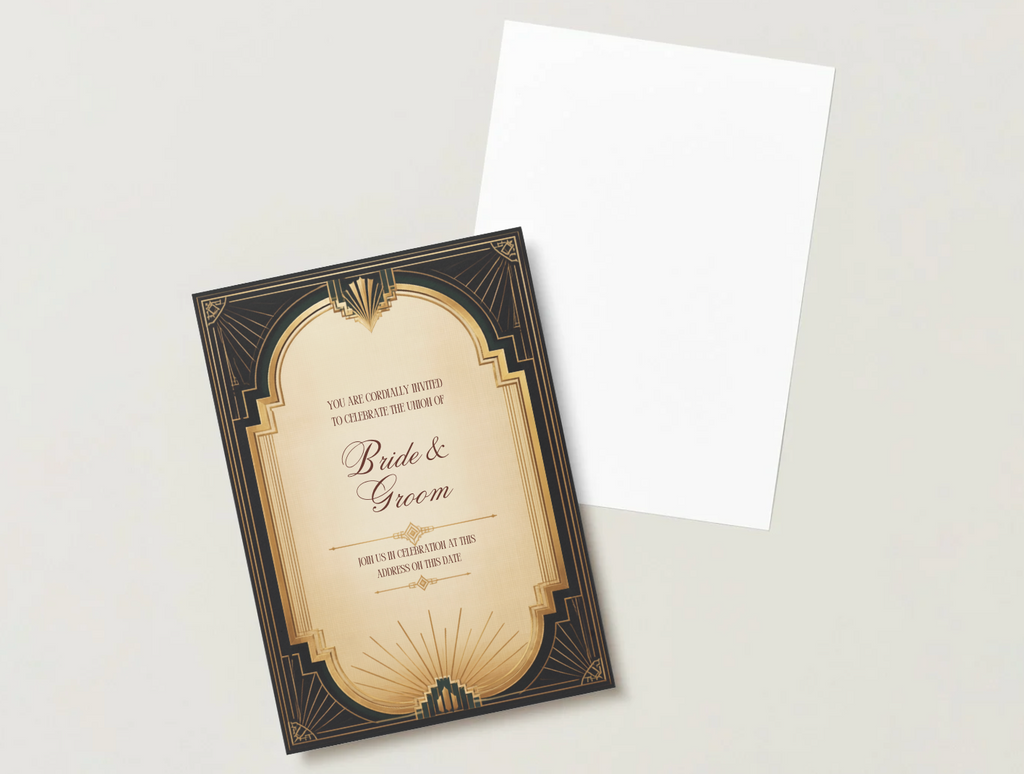 Art Deco Wedding Invitation Template | Black & Gold Wedding Invitation | Editable Canva Wedding Template | 1920s Vintage Wedding