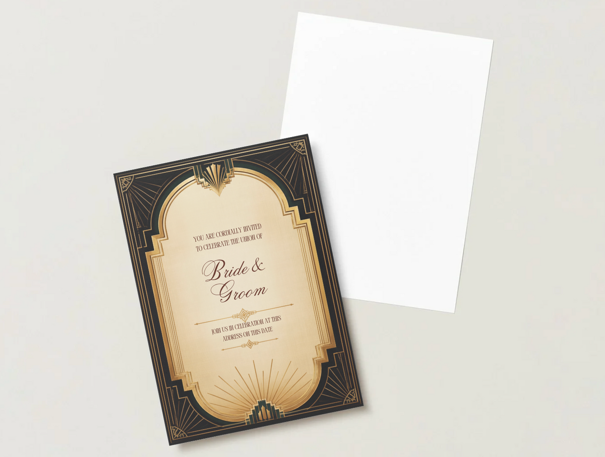 Art Deco Wedding Invitation Template | Black & Gold Wedding Invitation | Editable Canva Wedding Template | 1920s Vintage Wedding