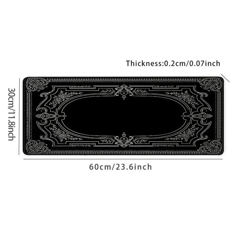 The Nocturne Desk Mat | Gothic Desk Pad | Ornate Black Keyboard & Mouse Mat | Vintage Office Decor
